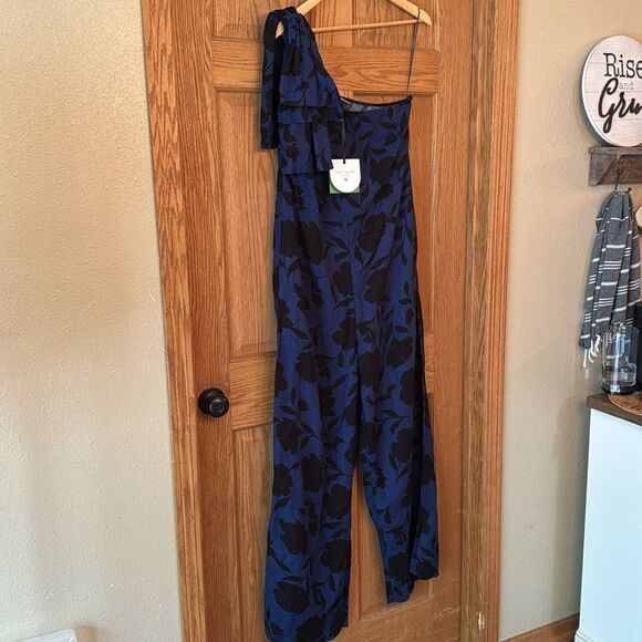 KATE SPADE X TARGET Classic Rose Linen Blend One Shoulder Jumpsuit Size 14 *NEW* - Picture 5 of 14